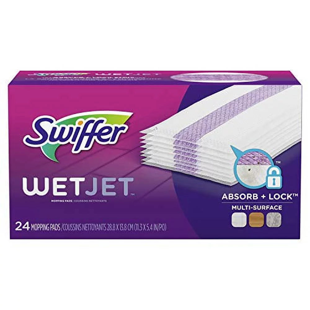 24 Multi Mop WetJet Hardwood Refill, Spray Floor Cleaner Swiffer Surface, Count Pad