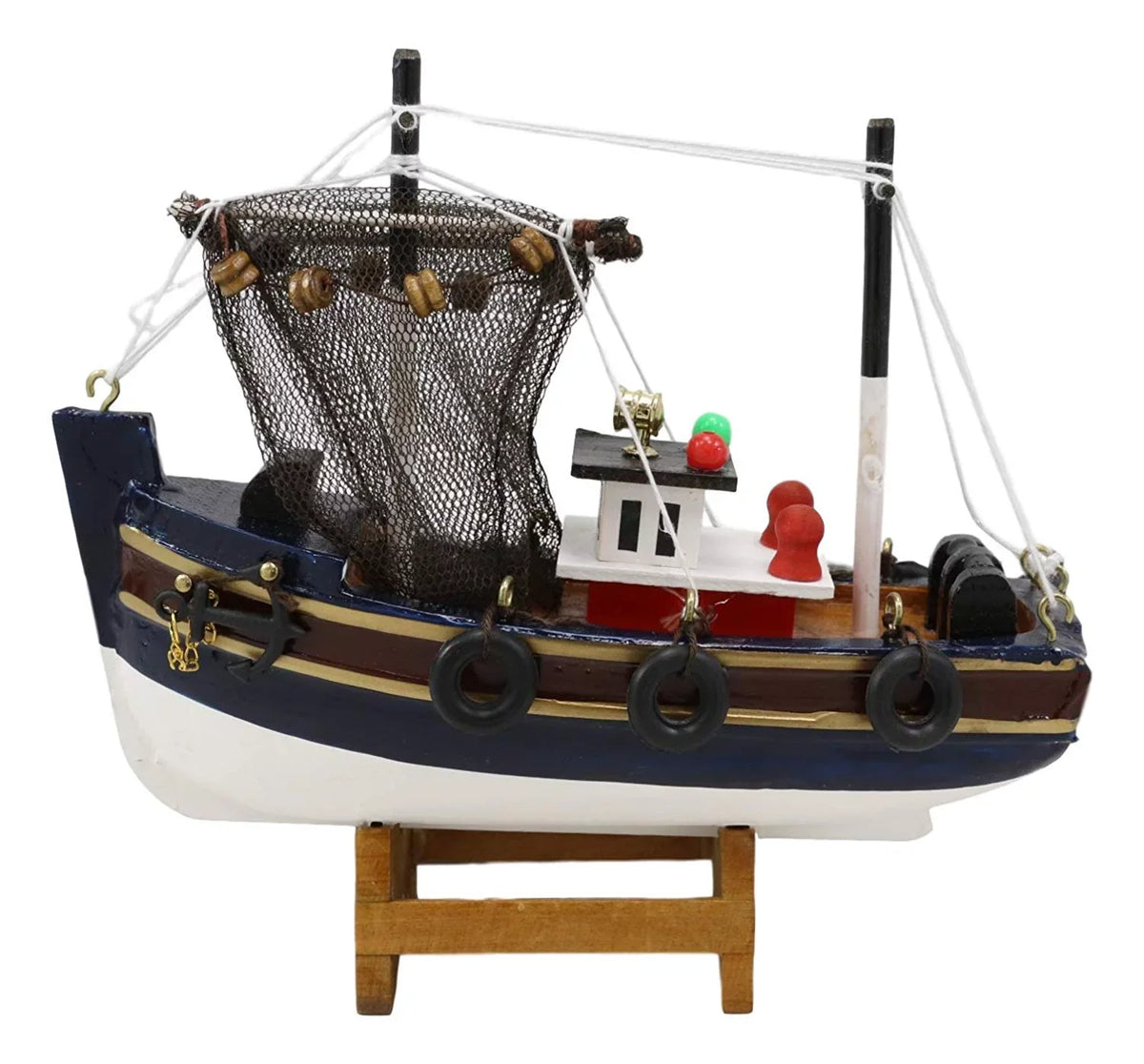 Handicraft Colorful Fishing 6.25"L Marine Boat Trawler Model Nautical Wooden