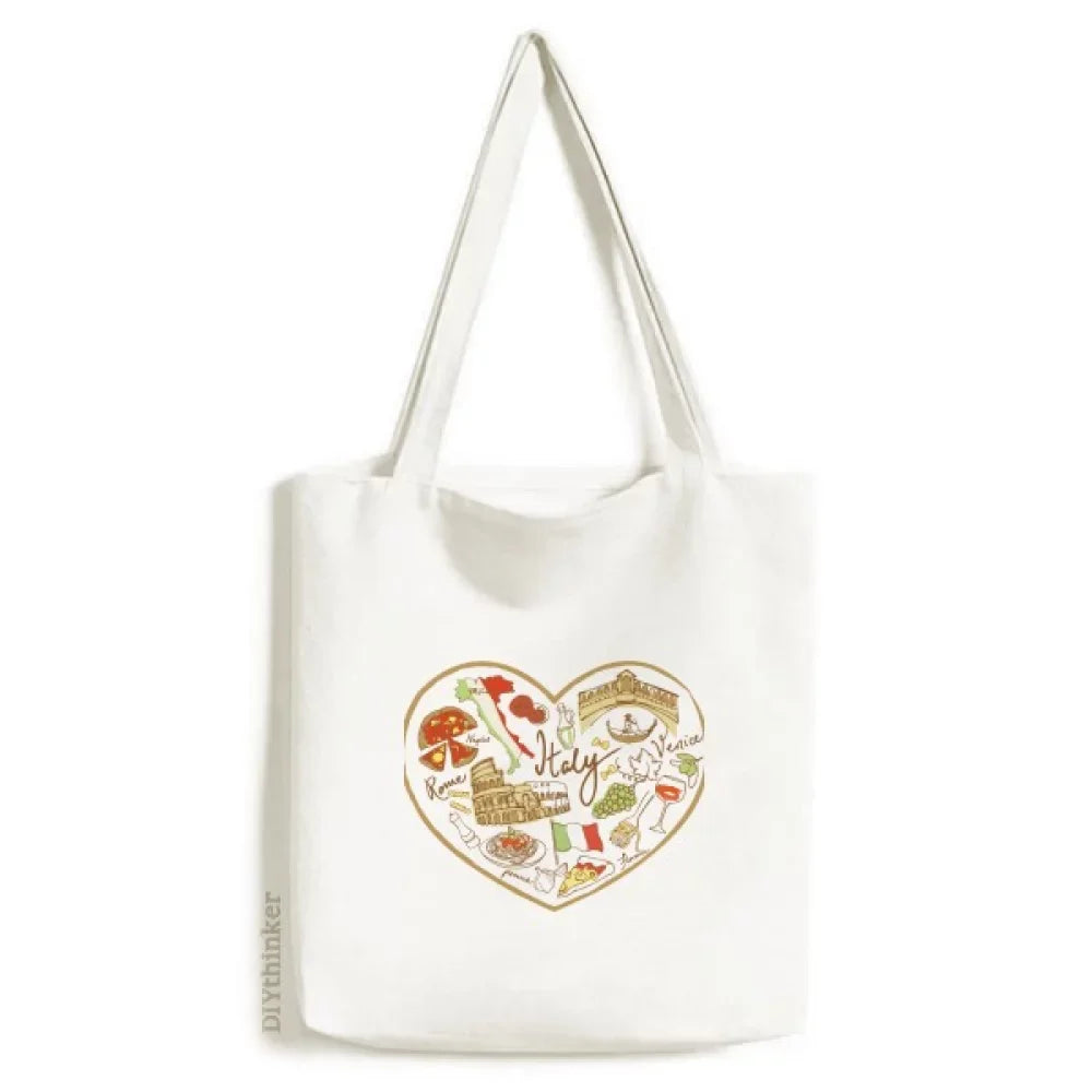 Shopping National Canvas Theater Flag Bag Heart Tote Italy Handbag Roman Casual Satchel