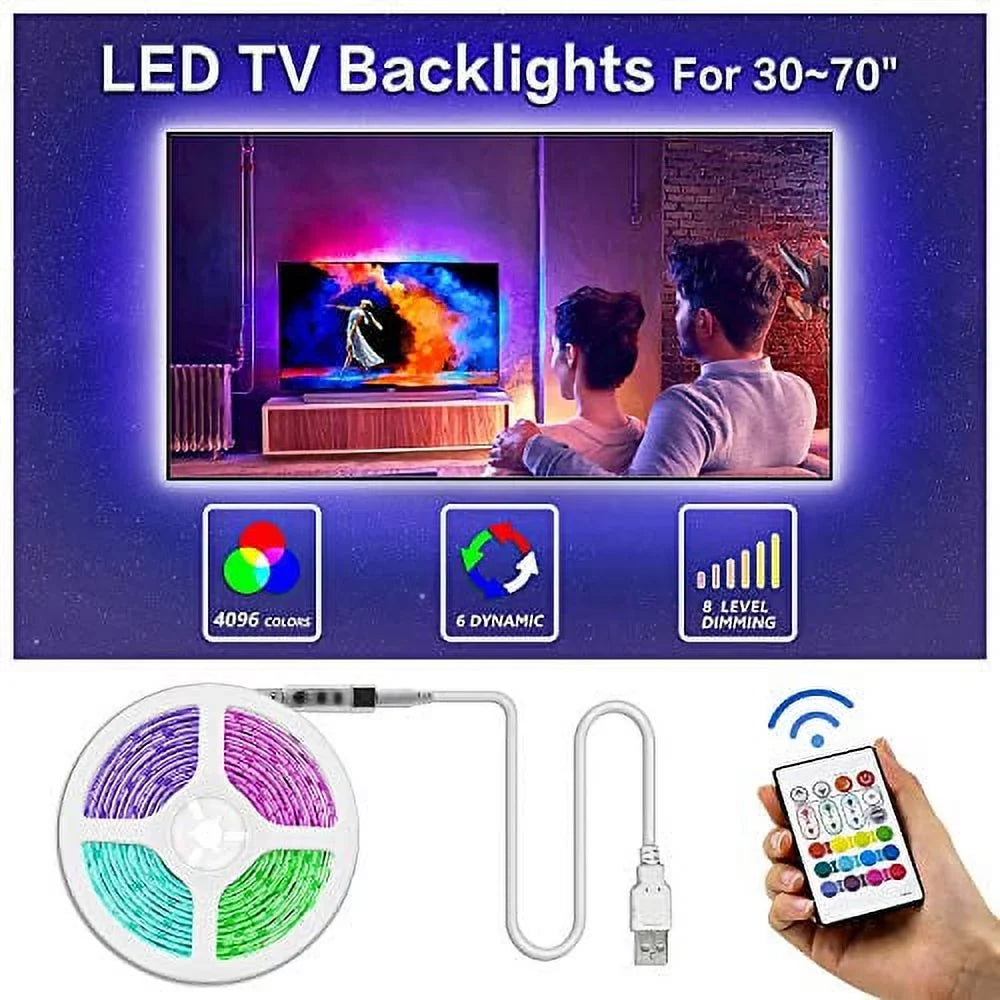 Bason Lights TV Strip Backlight, Home TV 8.33ft Decor.(42-50inch) for Room with Movie Backlight, Bias Led for Led Remote, USB Light Led Lighting TV/Monitor Strip