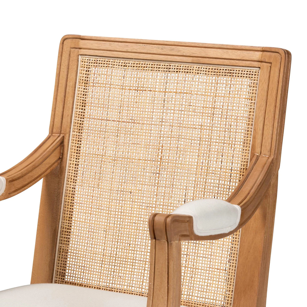 Finished Fabric Accent Studio Wood French Oak Beige Chair and Traditional Honey Baxton Garridan