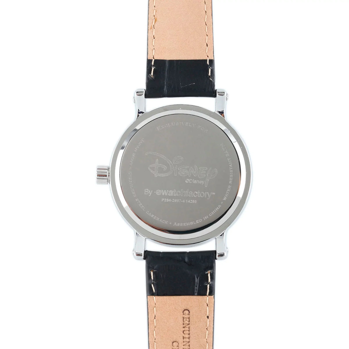 Leather Case Vintage Black Shinny Silver Mouse Articulating Alloy Strap Watch, Minnie Women's