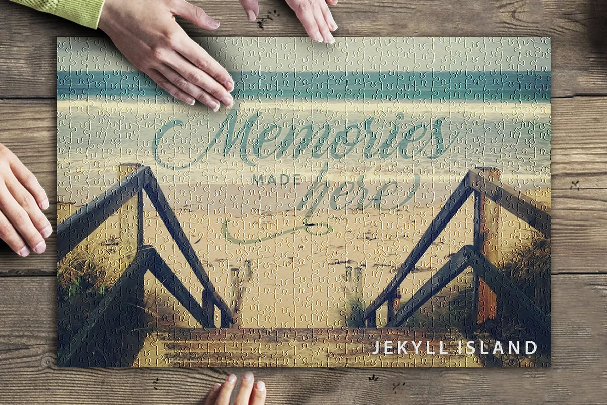 Made Georgia, inches, Here, and Memories Premium Jigsaw Beach Sandy Piece Stairs in 500 USA) Made (19x27 Jekyll and Island, Adults for Puzzle Family,