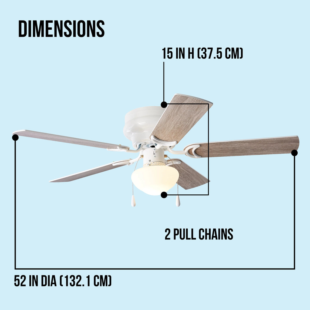 with Indoor Airflow Fan Mainstays Light Hugger 52 Kit, White, Blades, 5 Reverse inch Ceiling
