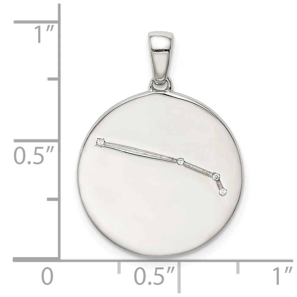 Pendant Aries Silver Rhodium-plated Sterling & Zodiac CZ QQC9730
