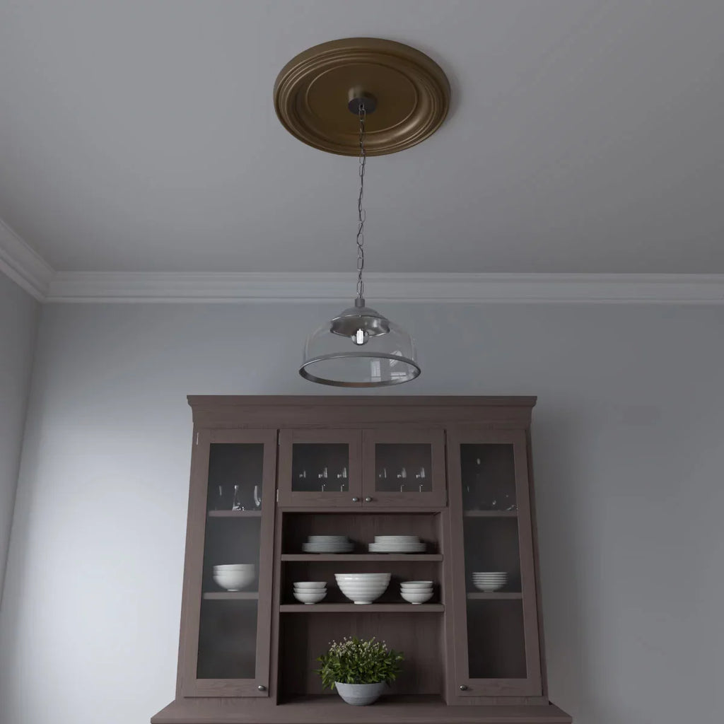 1/2"P 13 x up Metallic Rush 1/2"ID 1 22"OD Medallion to Thermoformed 3 Ekena (Fits Canopies Traditional x PVC Millwork Gold Ceiling 1/2"),