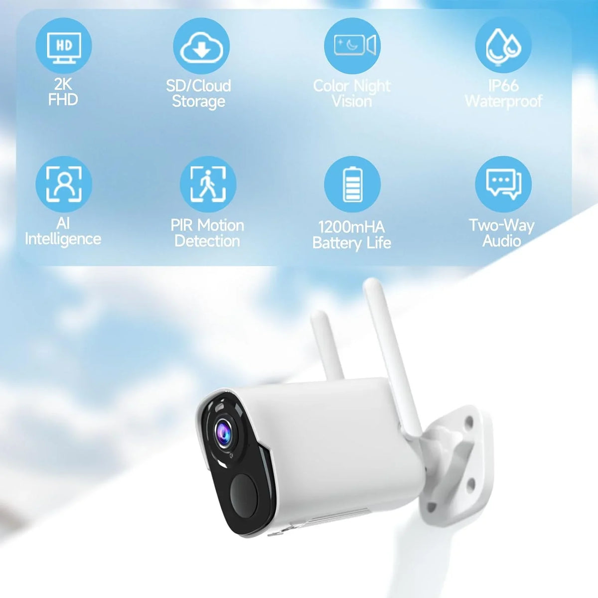 Cameras Security, Wireless Motion 2-Way (up Outdoor Vision to with QHD WiFi 256G) Siren Color Detection Alarm Security Wireless Camera Home Spotlight - Audio, AI 2K Night 4Pack Cloud/SD Cameras for
