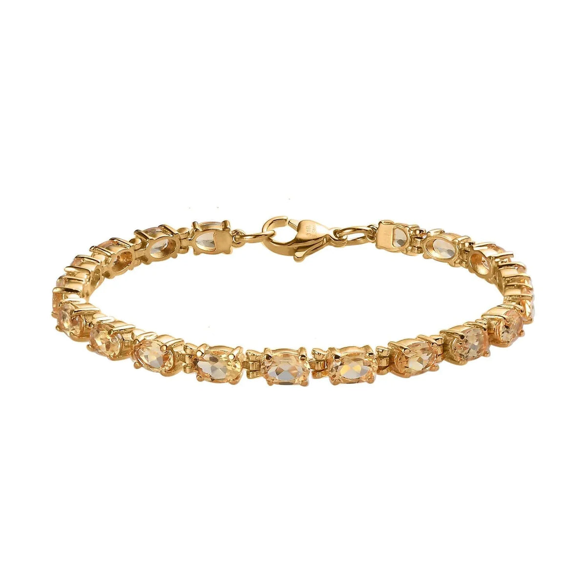 Shop Size Citrine Ct Women Ion 7.38 Birthday Gold Steel Oval for Jewelry Bracelet 7.25" LC Yellow Plated Gifts Stainless