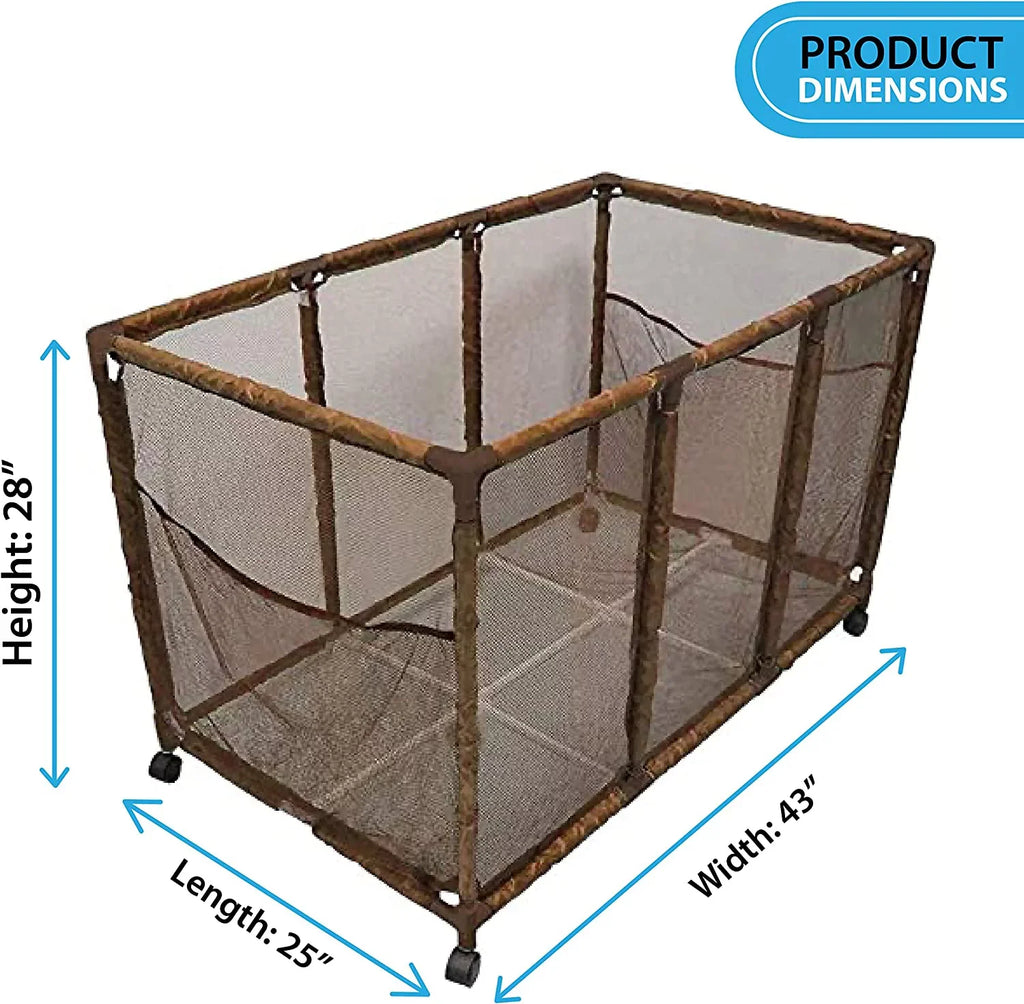 L Brown Organizer (43" Toys, Height, Storage Balls, Noodles x x Bin, Equipment 25" Mesh 563009 H), Large, and Pool Holder, W Yours Kids Essentially Floats 28" Rolling Style