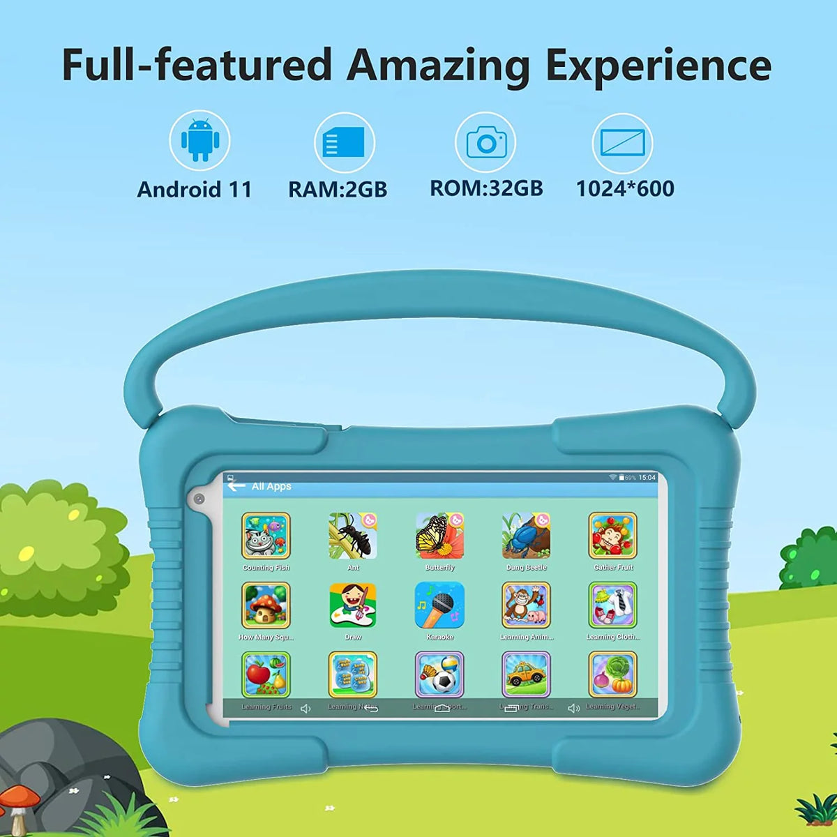 Control, Kids Educational inch Kids Tablets RAM Tablet Android Kids Tablet Software Kid-Proof for Kids Toddler with Parental 2GB Camera 32G 7 YouTube WiFi Games Dual Tablet 11 Pre-Installed Netflix.