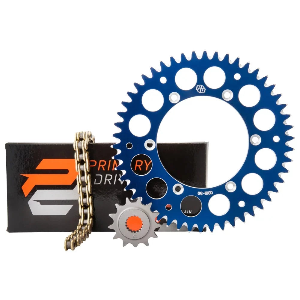 Gold Primary X-Ring Alloy Chain For 2020-2022 Drive Rear Sprocket Yamaha & Blue Kit Blue Sprocket YZ125X Rear