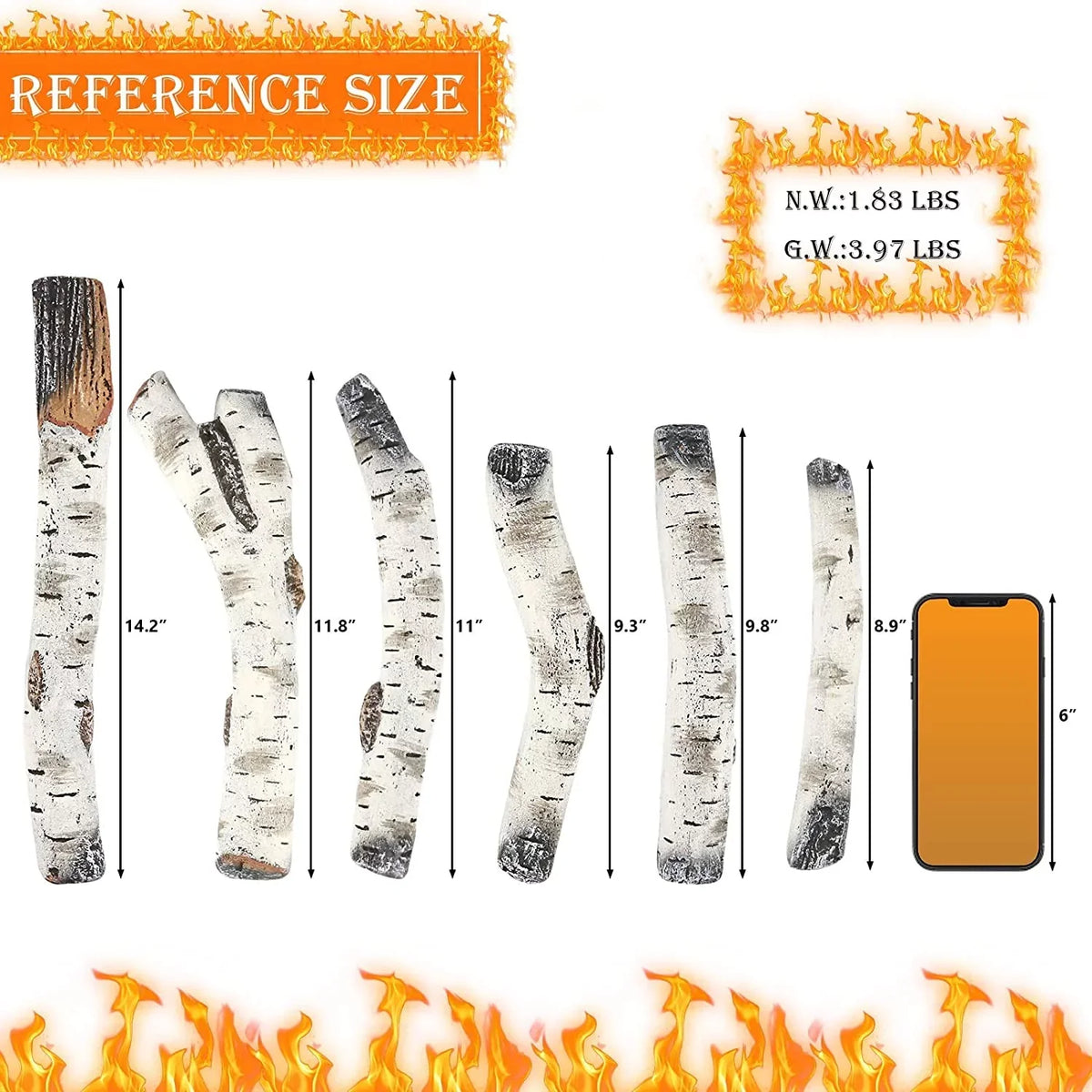 Logs, Birch Indoor Fireplace, Gel, Logs Fireplaces, Decor Ethanol, Inserts, Gas Ceramic Fireplace White Electric Gas Gas Outdoor 6 or for Hisencn Propane, Indoor Gas Pcs Vented, Fireplace