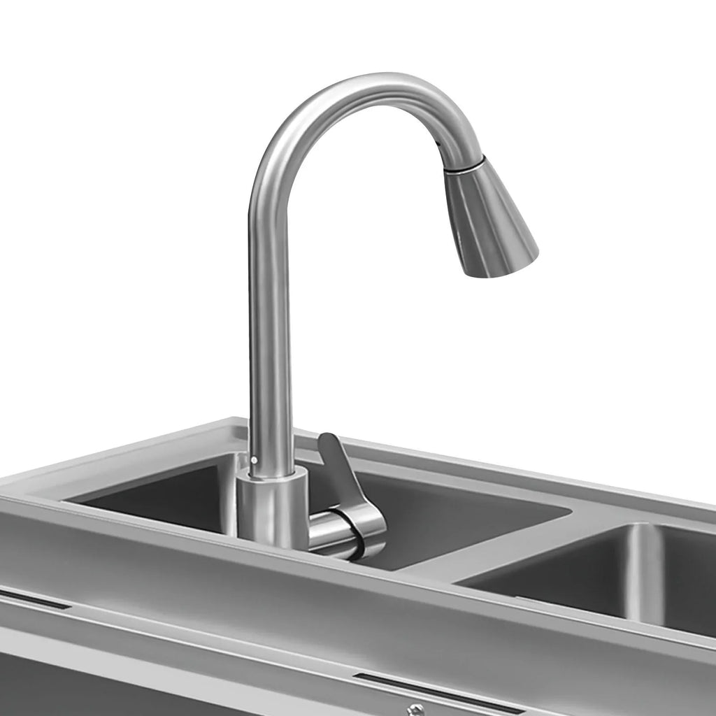 Sink Utility Sink, Wuzstar Kitchen Commercial Faucet with Stainless and High Steel Bowl Cold Double Hot