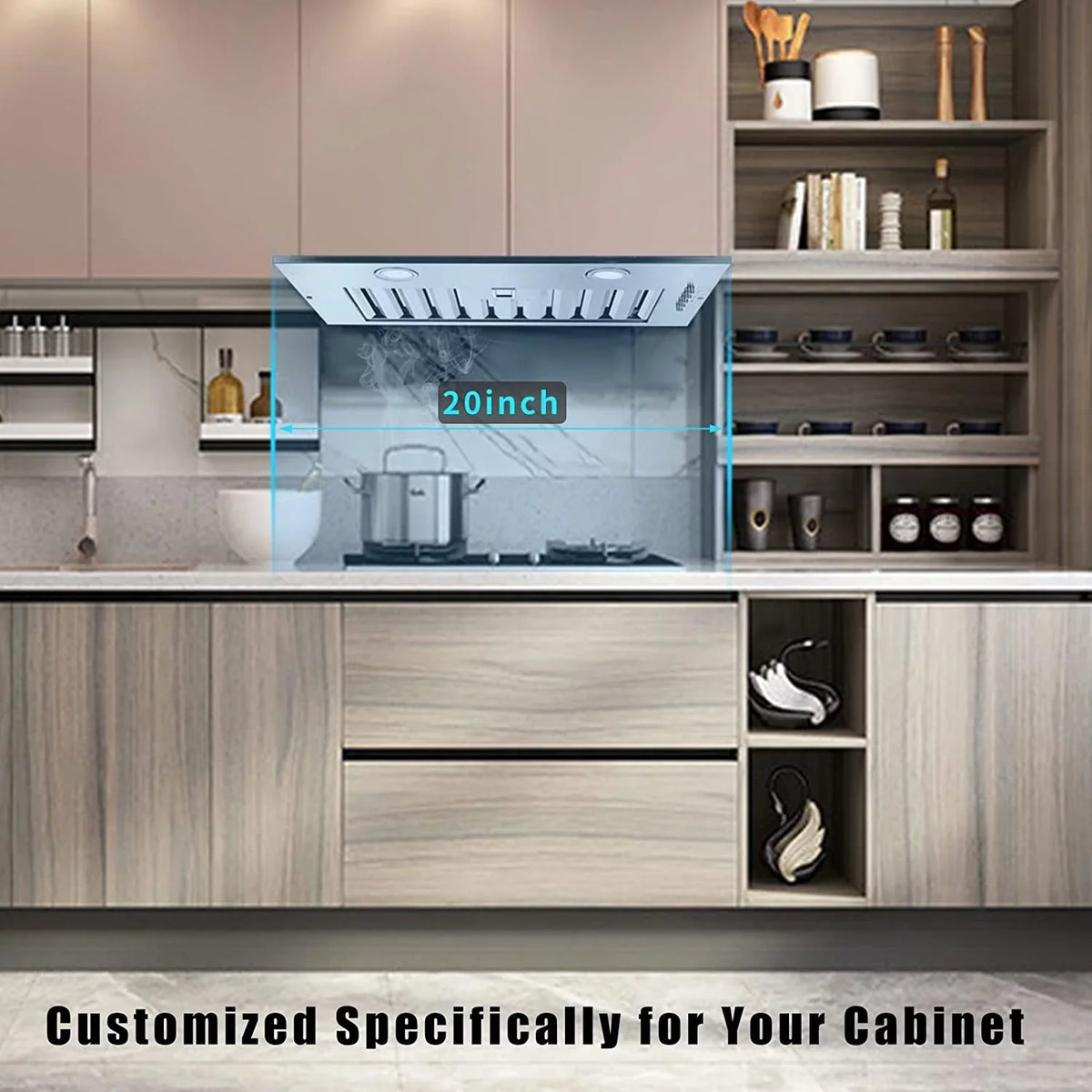 600 in Hood Hood Cfm inch Vent Non-Ducted Built 3-Speed 20 Integrated Range Cabinet Range