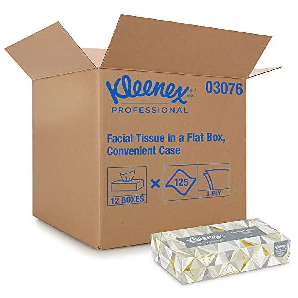 Box, Facial 12 8-2/5 Count Tissue, 125 8-3/5 per Kleenex x Tissues Inch, White,