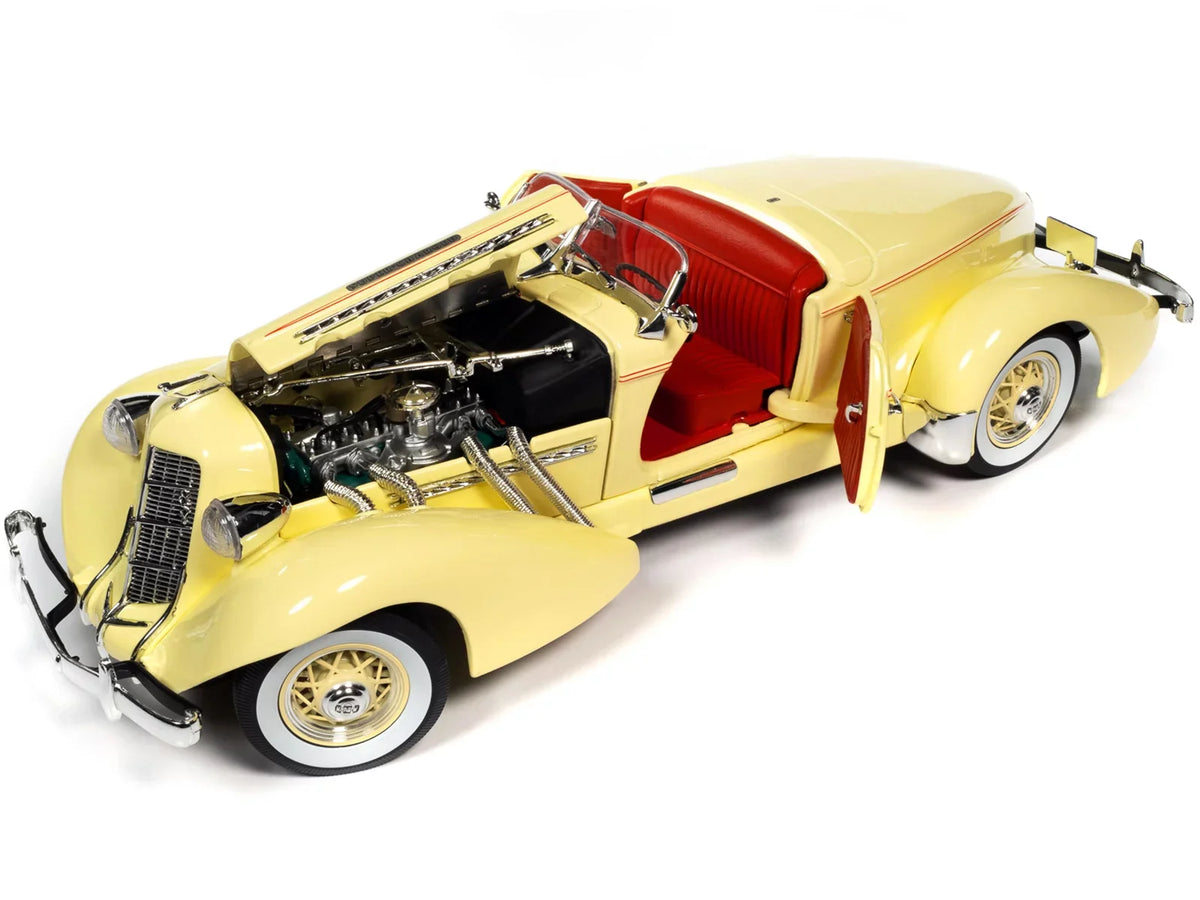 Diecast Car, Auburn Autoworld Red with Model 851 Speedster 1935 Cream AW297 1-18