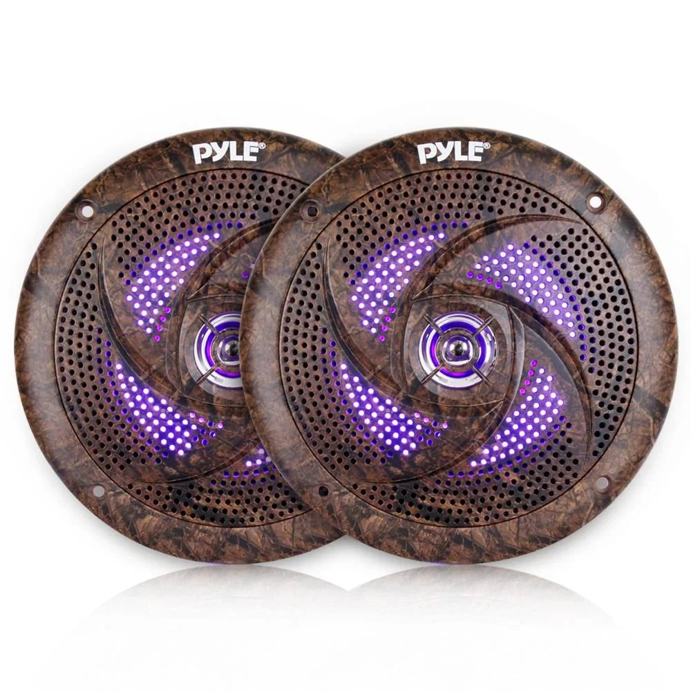 LED Elite 6.5" Pyle Install Camouflage Radio, Bluetooth AM/FM Wire, Series 6x Stereo Waterproof Amp Enrock DIN 50 Antenna, AUX Kit Marine MP3 USB Cover, Ft 18-G Camo 4-Channel Speakers, Amplifier,