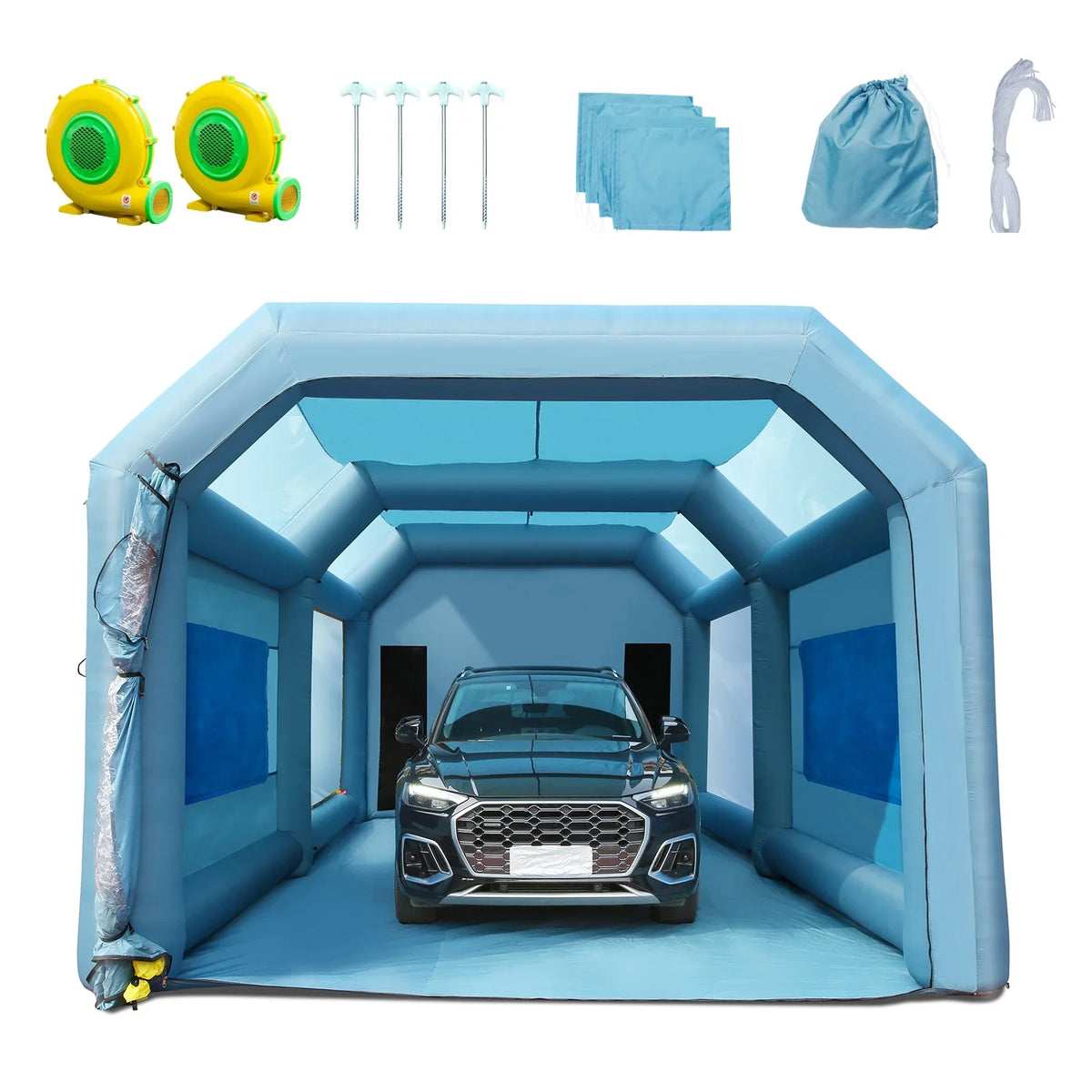 26x15x11ft Inflatable Paint 750W+950W Blower System with SKYSHALO Spray Tent Booth Inflatable Paint Car Booth Filter