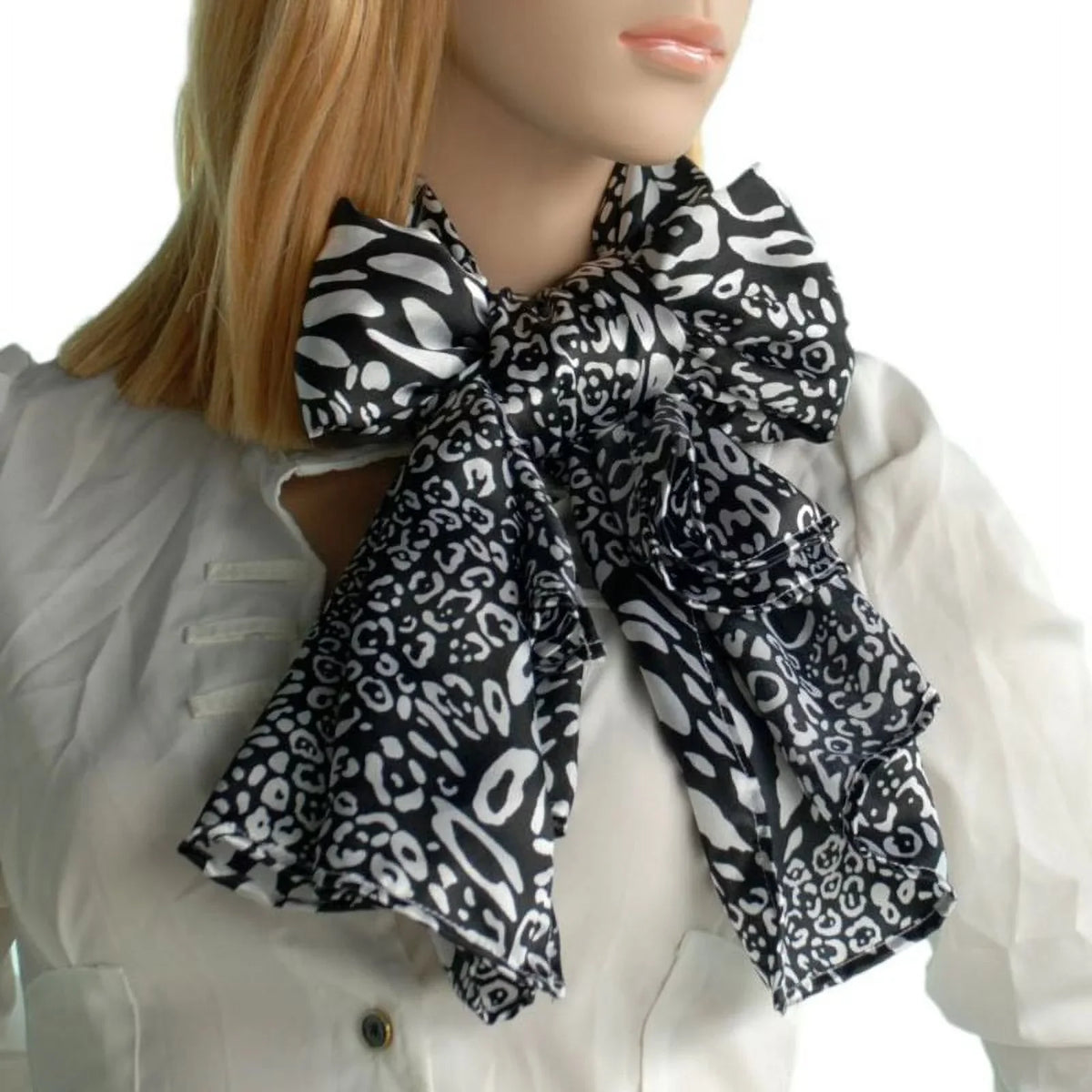 Black Blancho Silk Print Distinctive & Animal Leopard White Fashion Scarf/Wrap/Shawl(Large) Soft