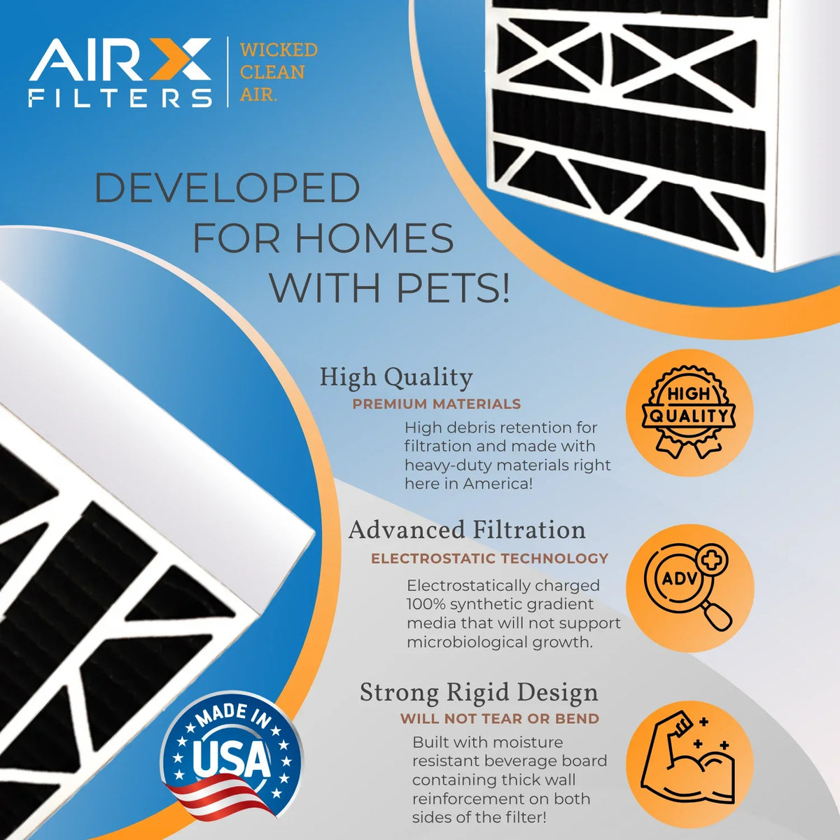 Filter FILXXCAR0020 AIR. by 8 to FILTERS 5 Pack AIRX Odor CLEAN Filter Carrier & Air FPR 2 with Eliminator Bryant MPR Compatible WICKED 700 Comparable MERV 20x25x5 Carbon