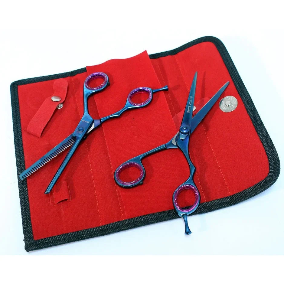 Blue Hair Edge Set Defender 2-piece Razor Professional Cutting Scissors
