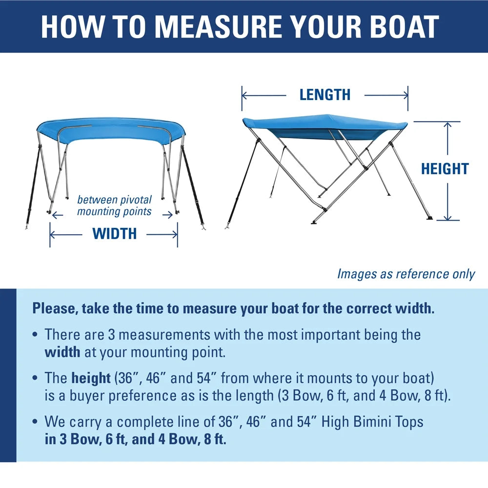 ft. Top 6' 73" - 3 High Dye BLACK L Cover Boat W Bimini Bow x 46" 78" Solution