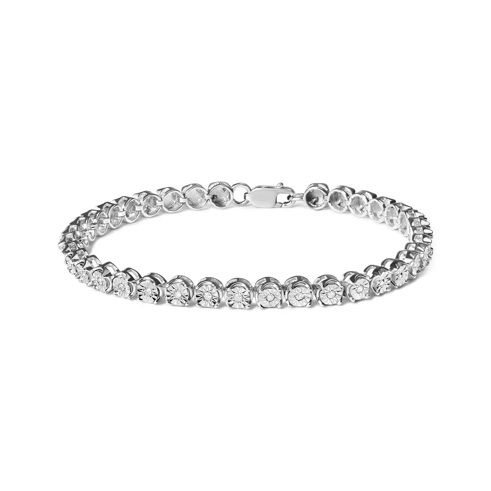 Bead of .925 Diamond cut I2-I3 and Haus Cttw Clasp Bracelet Box Clarity) Womens Color, (I-J Sterling Round Brilliance Tennis Set Link Silver Miracle 7.25" 1/10