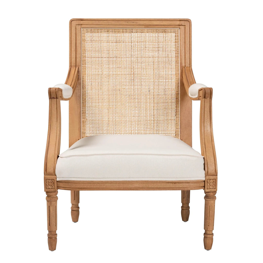 Finished Fabric Accent Studio Wood French Oak Beige Chair and Traditional Honey Baxton Garridan