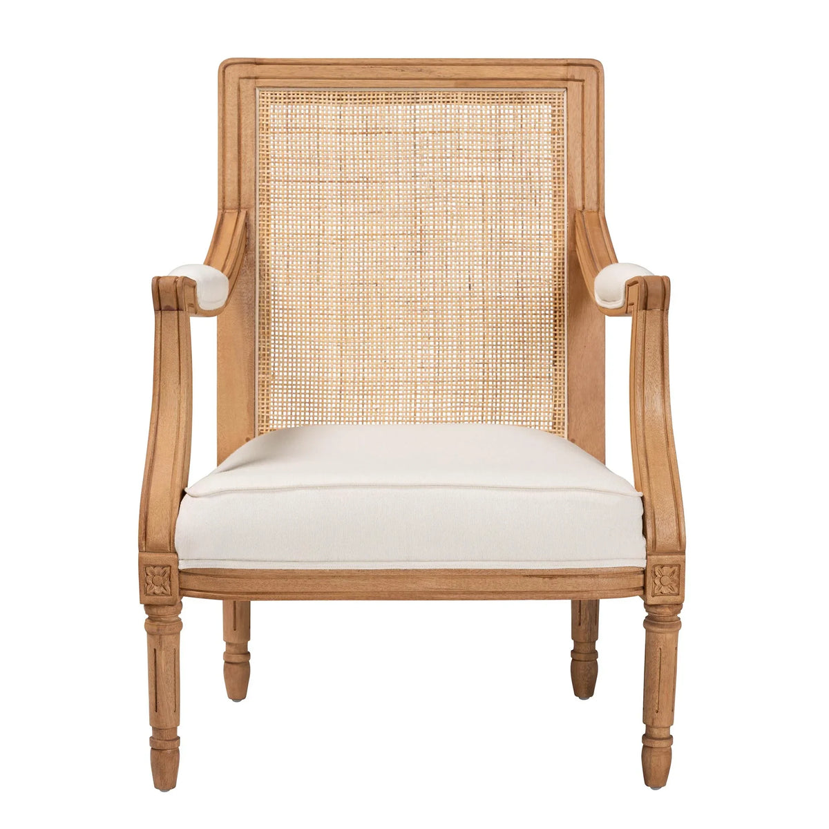 Finished Fabric Accent Studio Wood French Oak Beige Chair and Traditional Honey Baxton Garridan