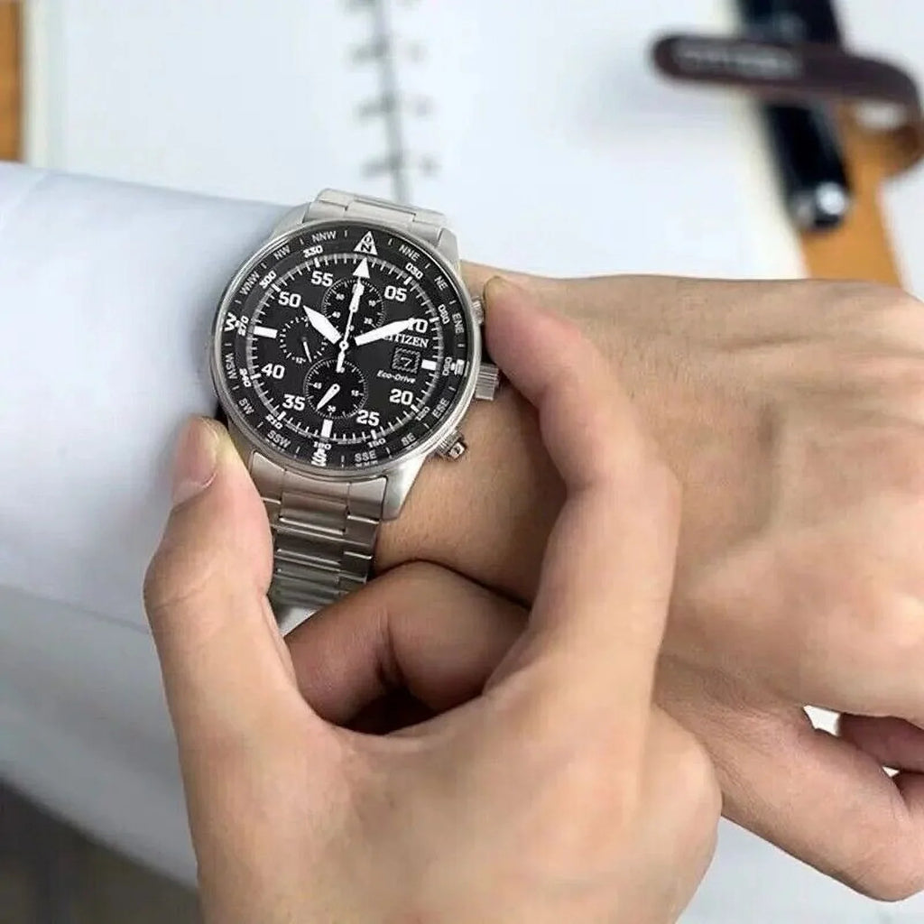 Watch Black Men's Dial Classic NEW Business Chronograph Eco-Drive Aviator