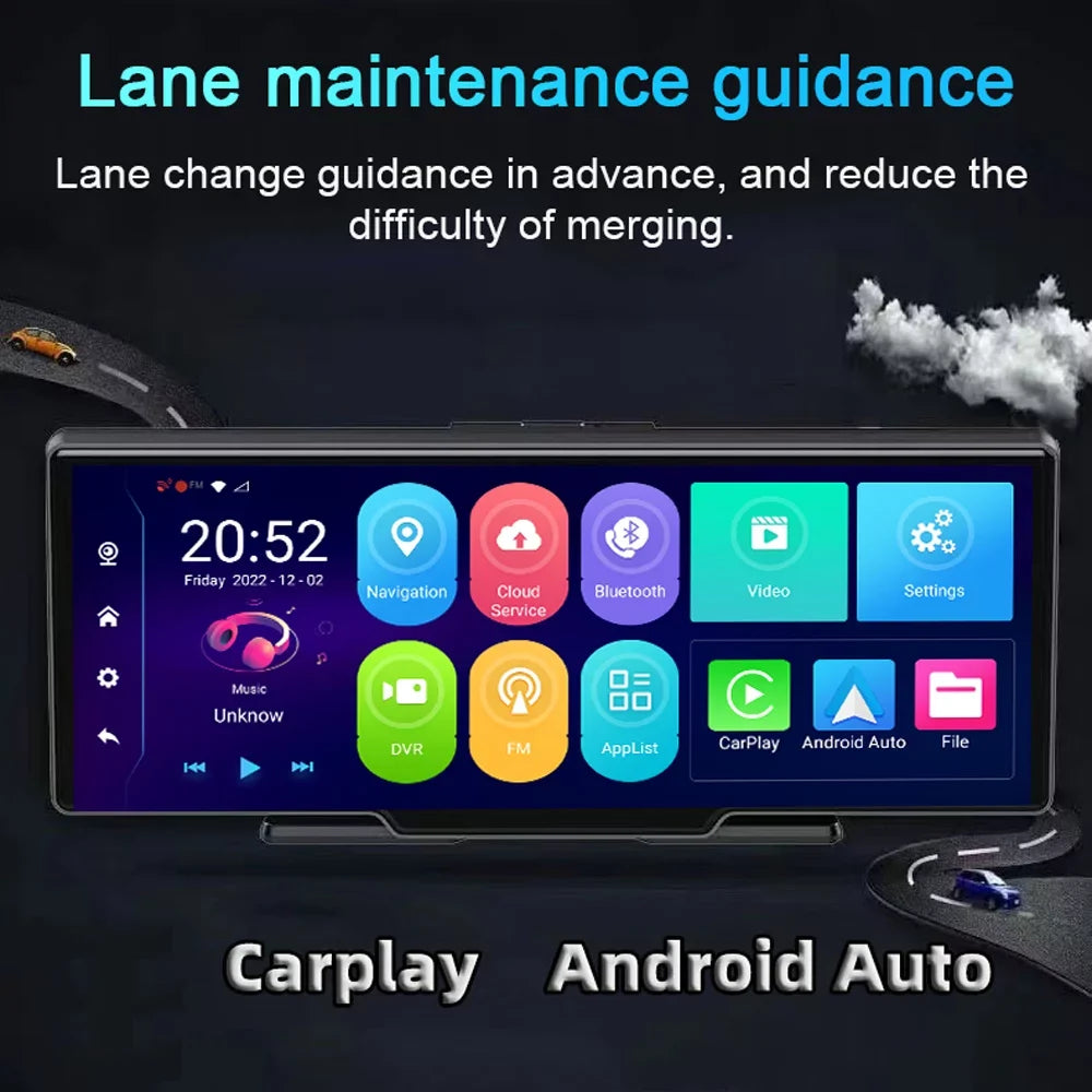 Car Car Positioning Angle Dash Video Viewing 10.26in 170 System Cam Navigation Recorder DVR Docooler Car Multi-language Auto Global Degree Recorder Dual Camcorder Lens Night Wide