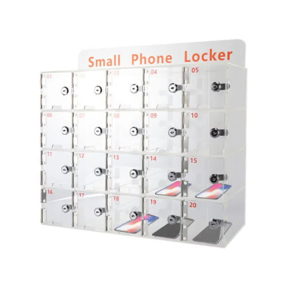 Keys Storage w/ Acrylic Slots Cellphone Phone 20 Box Locker Thickened Clear Cell