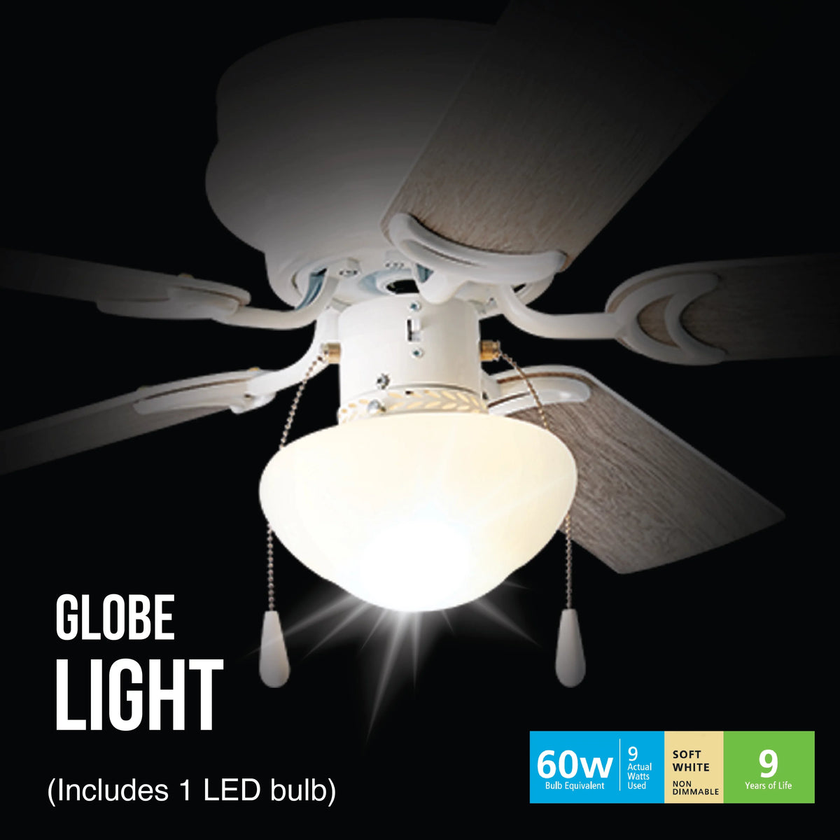 with Indoor Airflow Fan Mainstays Light Hugger 52 Kit, White, Blades, 5 Reverse inch Ceiling