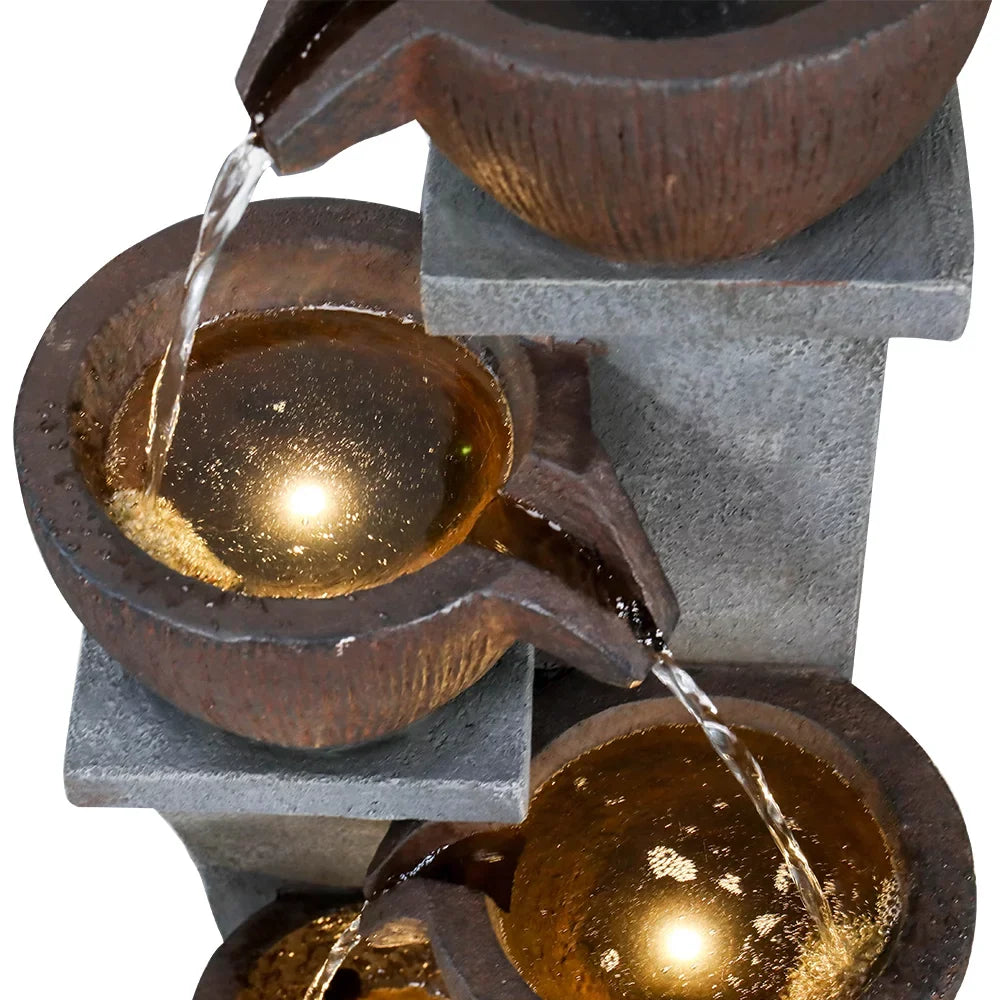 for Light Garden, Fountain Modern Outdoor Backyard LED Willwolf Fountains - Outdoor Patio, Porch, Decor 32.8''H and Deck, Art Garden 4-Tier Home with