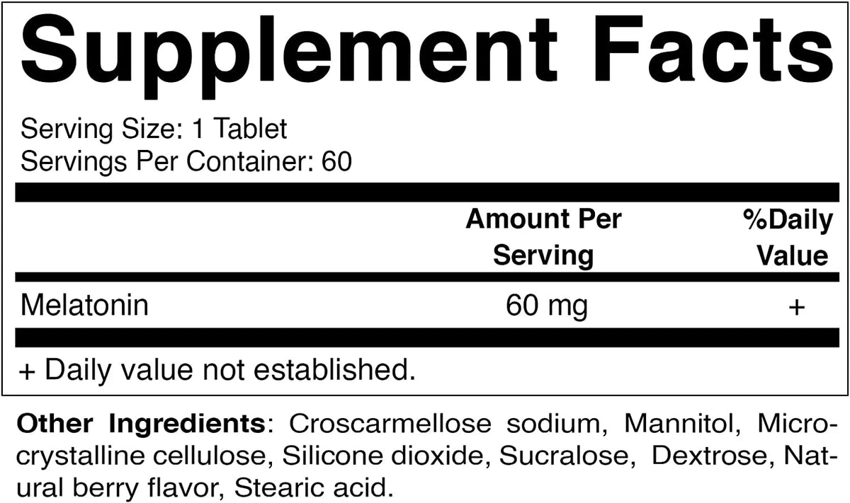 Tablets - 60mg Melatonin Non-GMO, Flavor Dissolve Forming Bottles) (2 Vitamatic Tablets Free Non-Habit 60 - Vegan Fast - Berry Natural Gluten