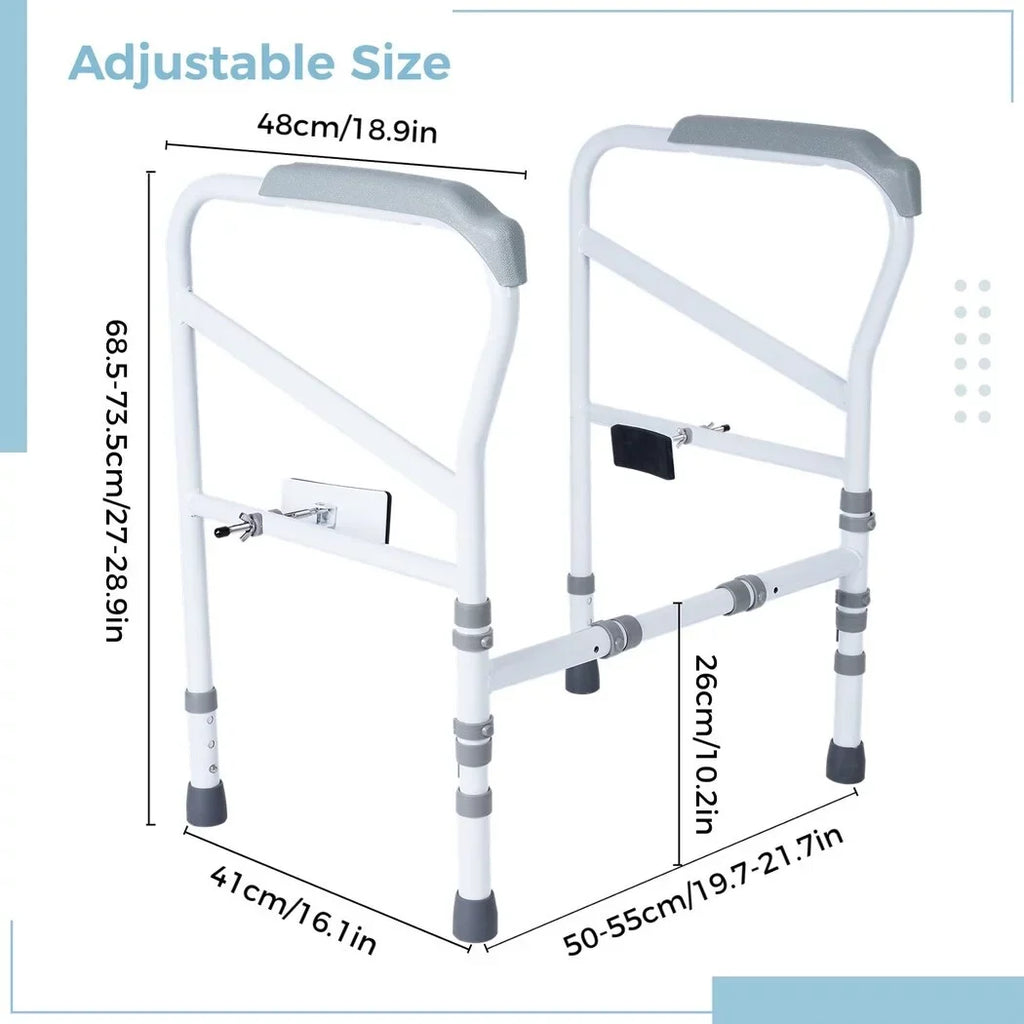 Rails Handles Non-Slip Disabled, for Fit Toilet with Free-Assembly, Support Aid Safety Toilet All Large Toilet for Safety Adjustable Mats, Standing Frame, Toilet Toilets Elderly,