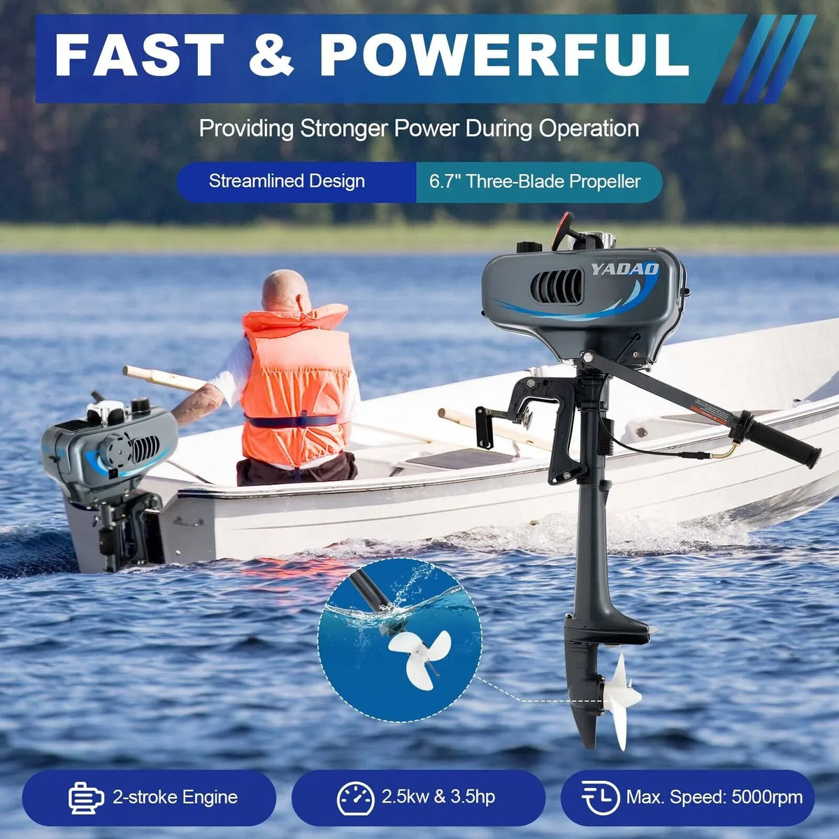 Engine HP 2-Stroke with Boat Motor Boat Engine Water System Fishing Outboard 3.5 Cooling