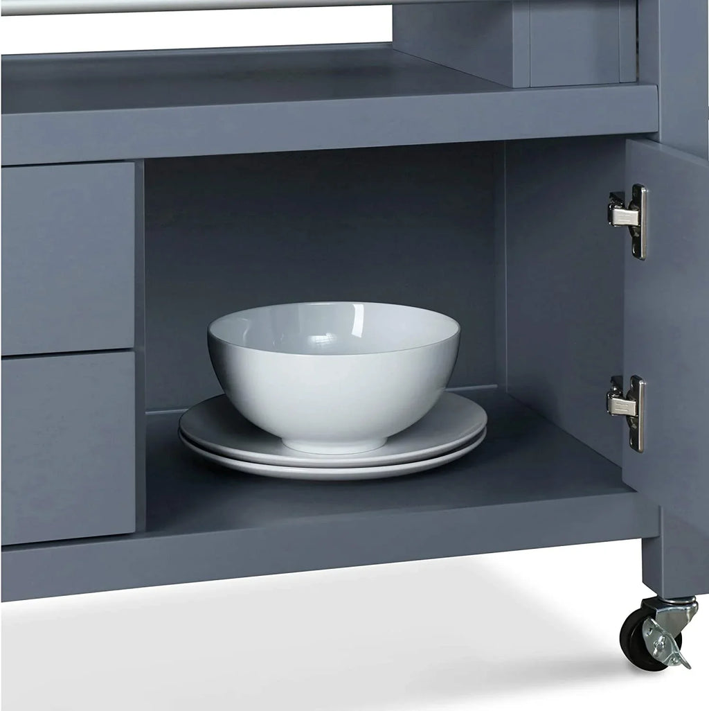 Block Kitchen Cart Apartment Storage, Rolling And With Table, Home Gray , For Wheels Butcher Organization Anson Bar Cabinet Portable Island