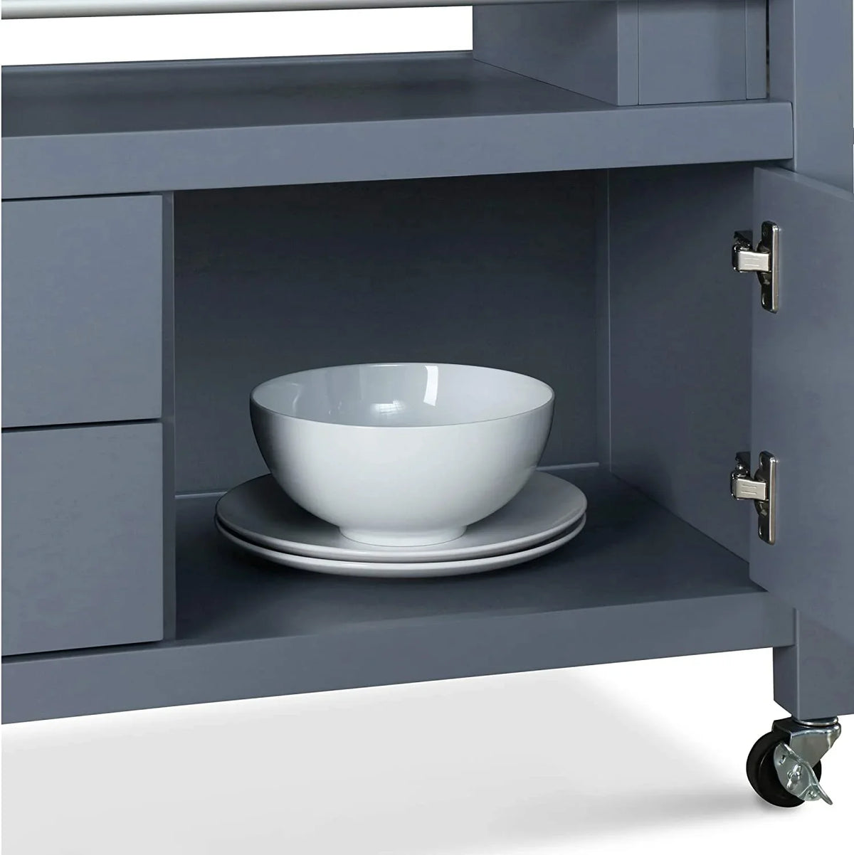 Block Kitchen Cart Apartment Storage, Rolling And With Table, Home Gray , For Wheels Butcher Organization Anson Bar Cabinet Portable Island