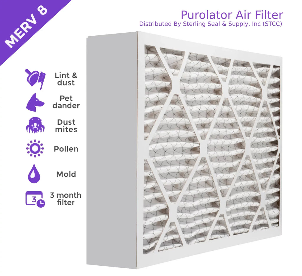 16x20x4, DMK80 Purolator Air (3 Extended Filter, Pack) Mechanical 8, Pleated Surface MERV
