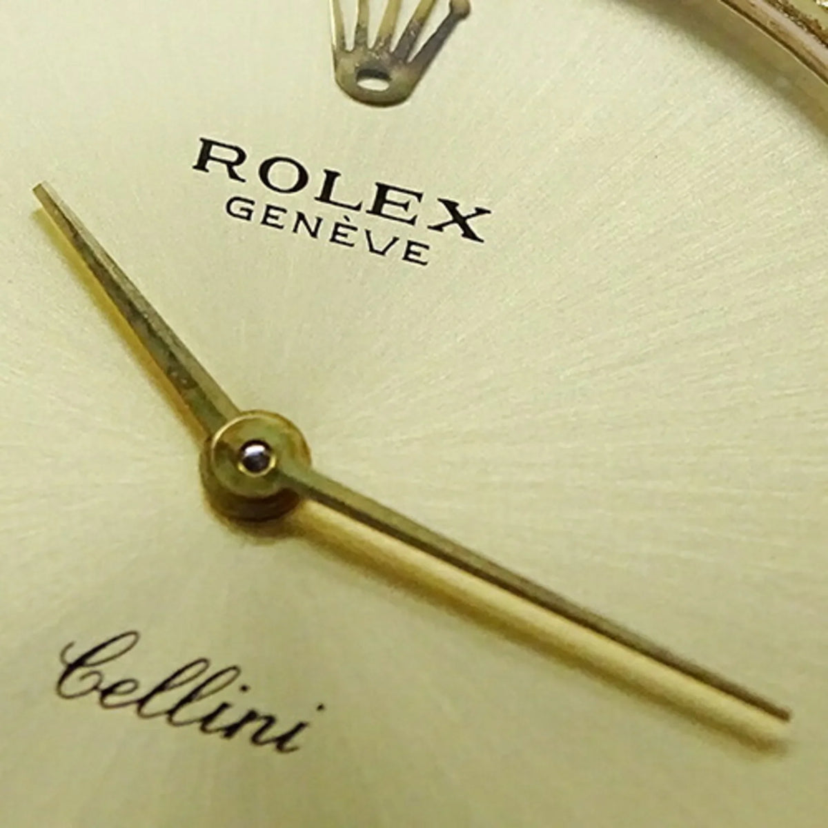 Rolex (Fair) Leather, Pre-Owned Hand-wound, Watch, 750YG, Cellini Polished 3831J Gold, Men's