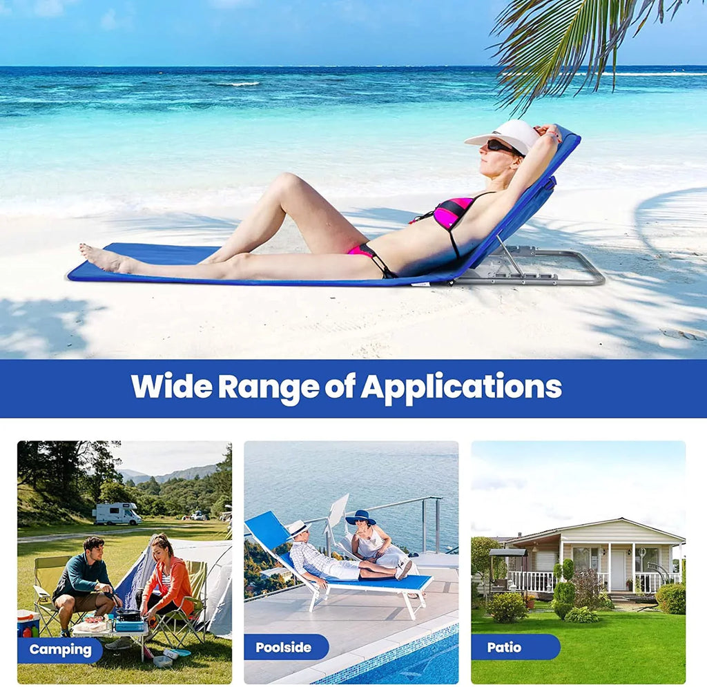 for Set Chairs, Lounge Camping, Sunbathing, with Chair 2-Pack Adults Beach Lawn Table, Chairs Folding Adjustable Position for Side 5