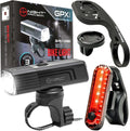 Garmin/Go-Pro Bike Rechargeable Bicycle [New Back Compatible Mounts Lights Light with GPX-950 Front 2023] and USB-C
