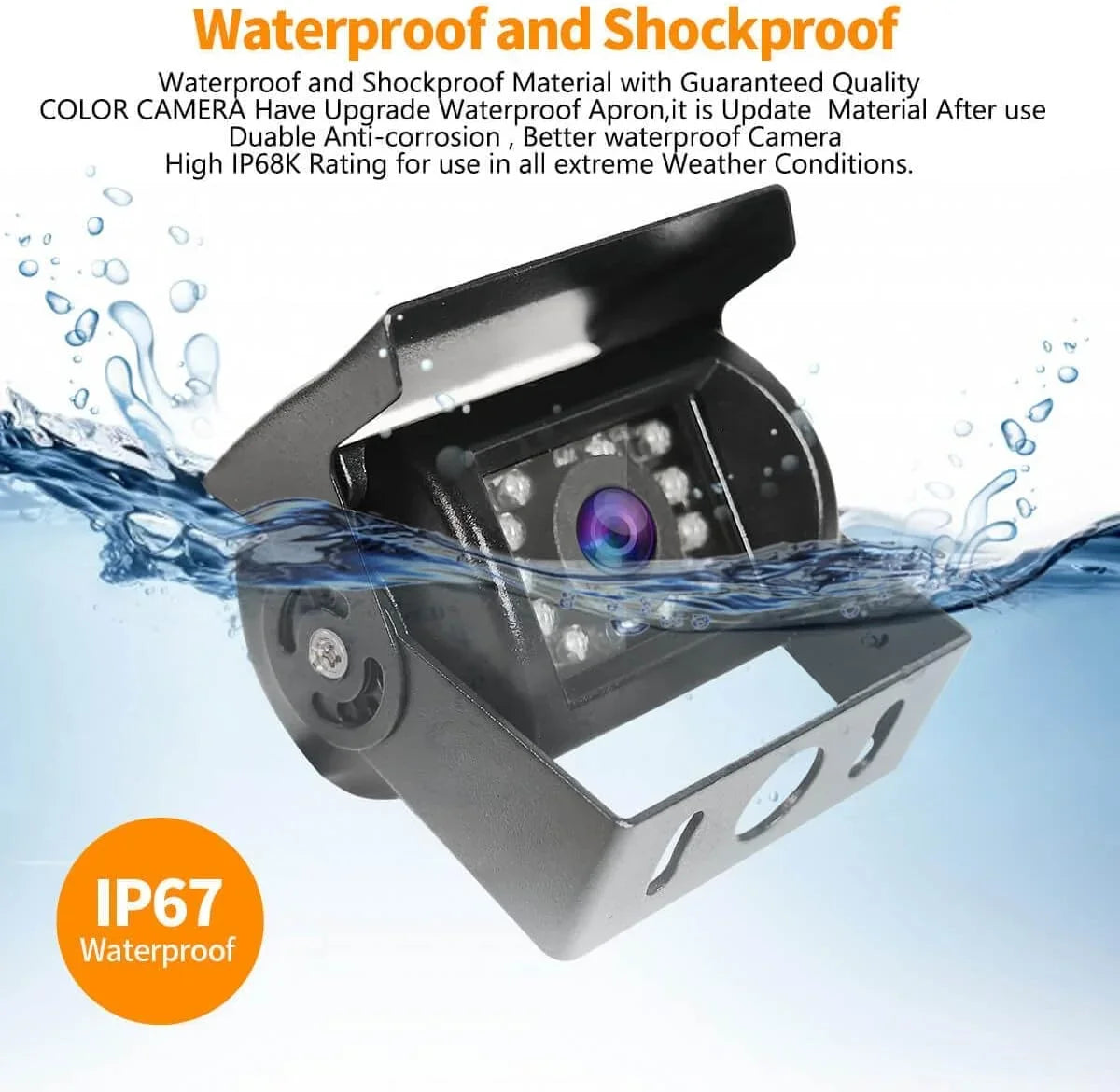 View Camera Bus Backup Reverse Vision, Rear IP68 IR Camera with Backup for Waterproof Parking 18 Car Truck Night