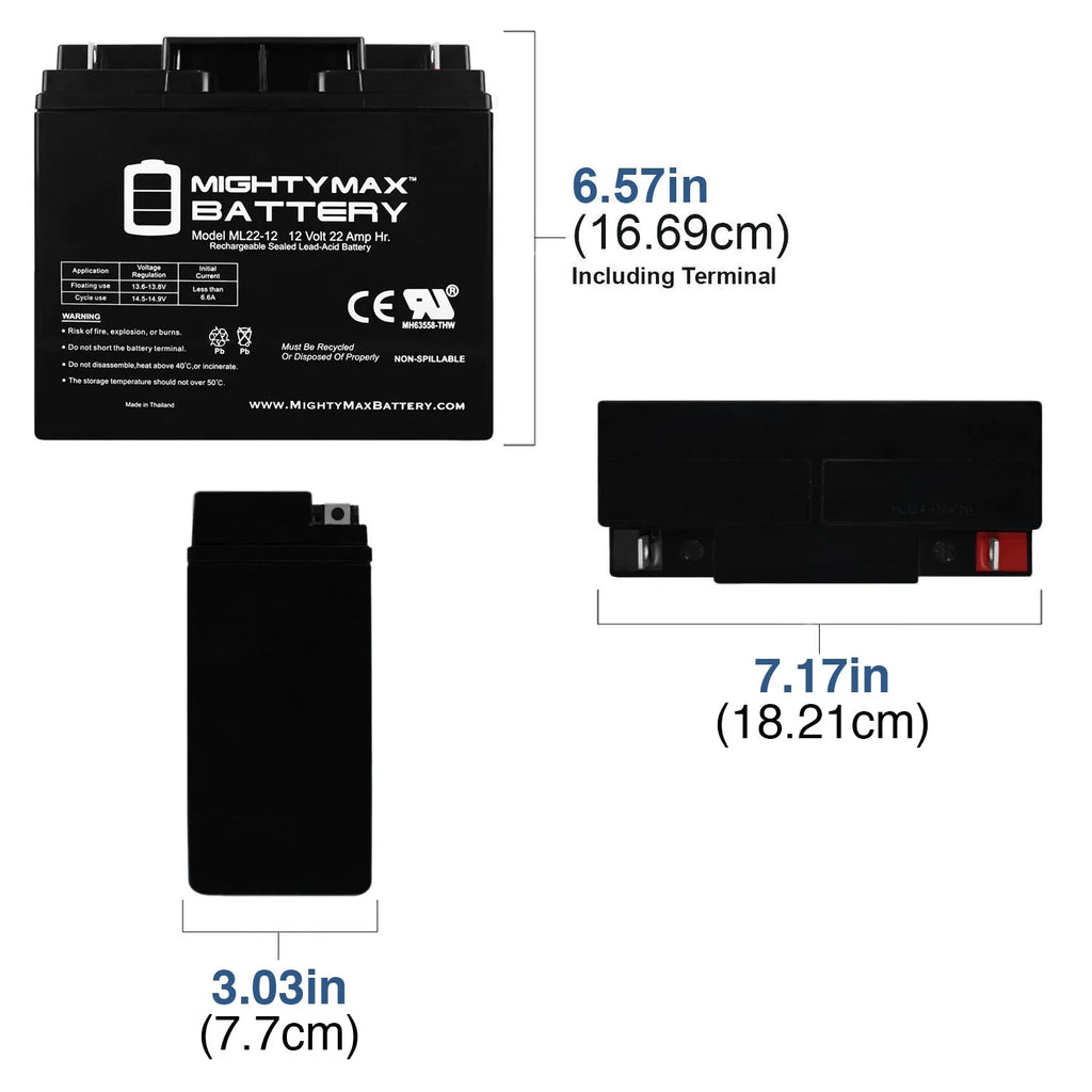 '- Pack Battery for Wheelchair 22AH 200 12V Alante Jr Scooter 2 GP