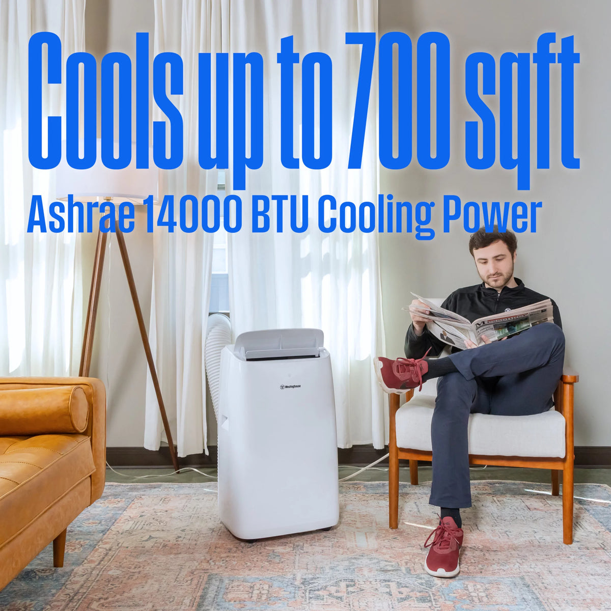Remote Portable Ft Conditioner 14,000 Sq Smart & to Westinghouse App, 700 Air with up with Dehumidifier BTU