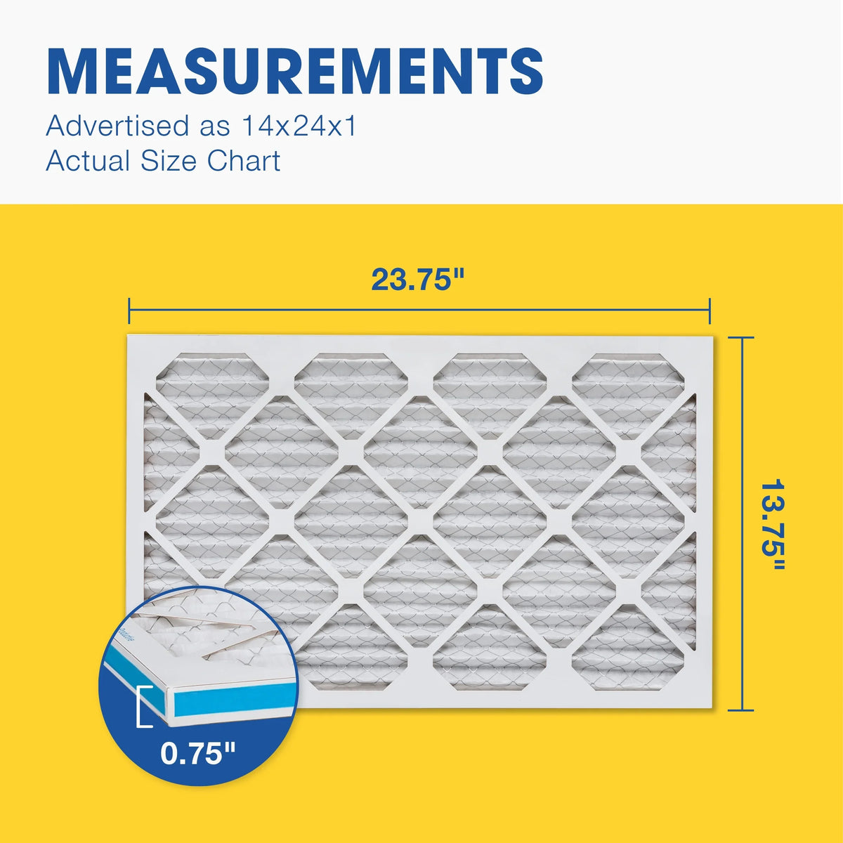 Aerostar Pleated of in the Filter, Box Air 6, Made 14x24x1, 14x24x1 MERV 13, USA