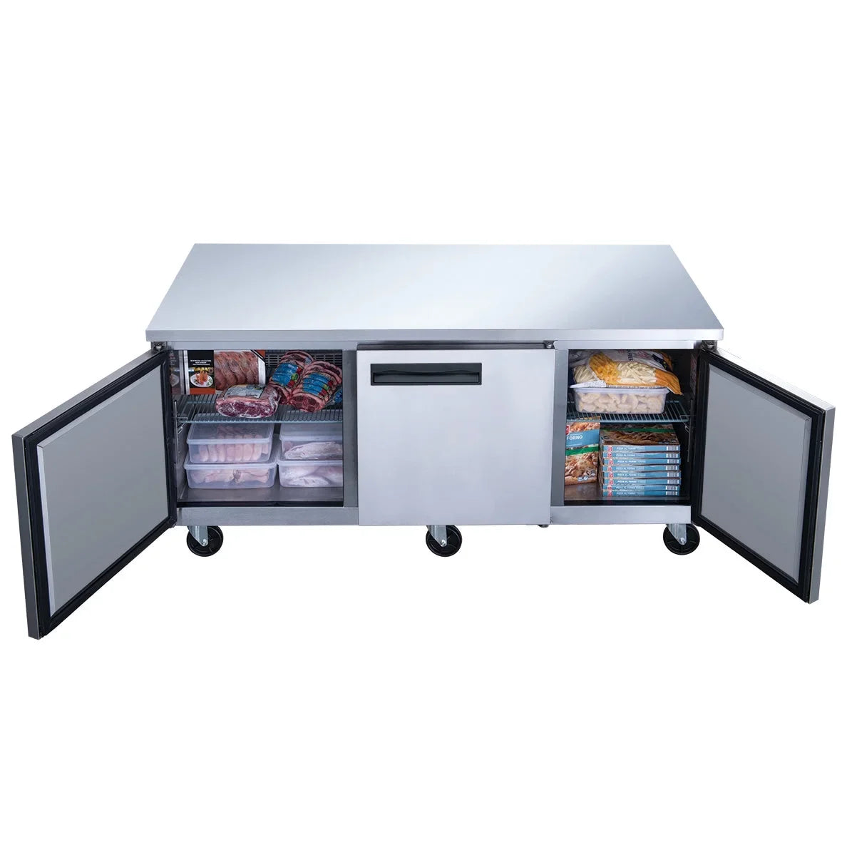ft. 18.96 Three 72 cu. Stainless Undercounter in. Freezer Steel Door in Commercial