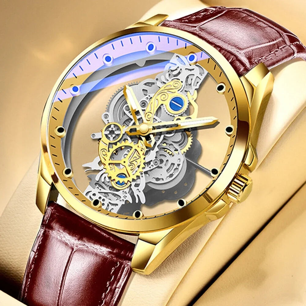 Automatic Skeleton Business Watch Steel Men's USA Stainless Hollow Quartz Luxury