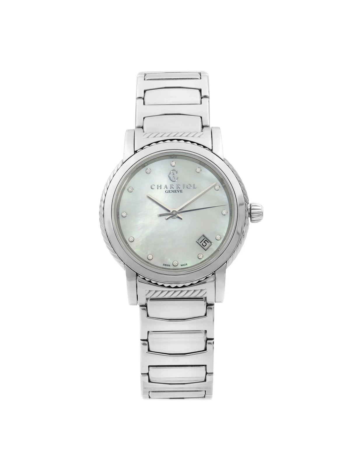 Parisii MOP Dial Ladies Quartz P33S2.920.001 Watch Diamond Charriol Steel White